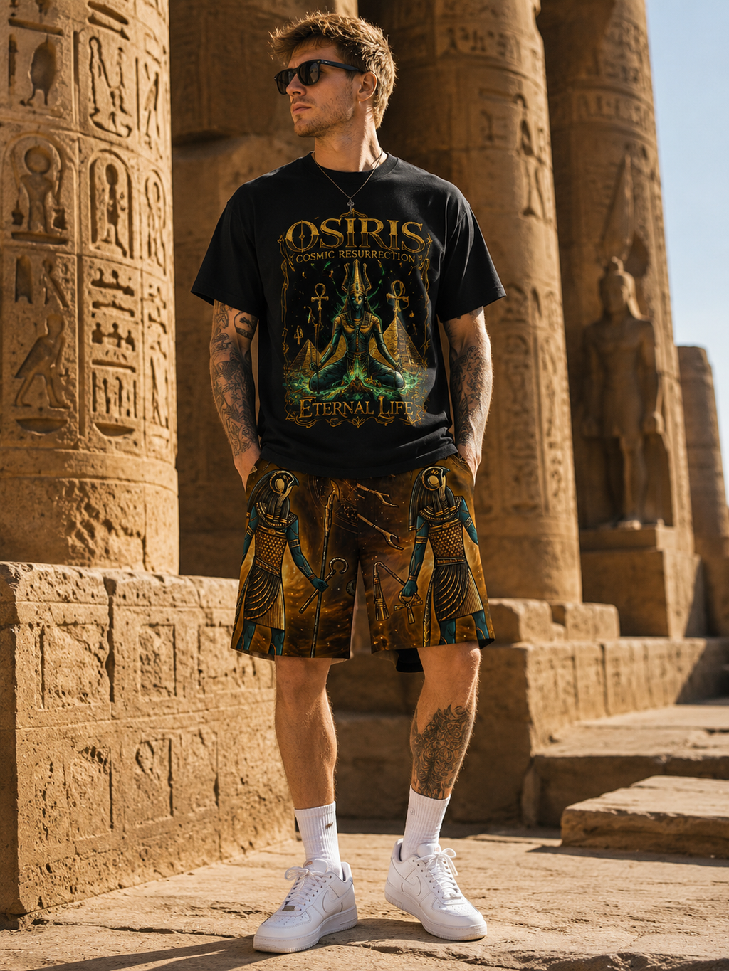 Thoth Frequency Basketball Shorts — AOP