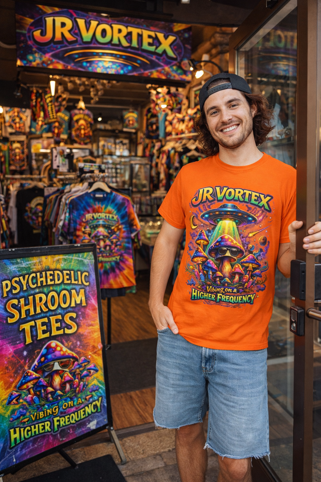 Psychedelic Mushroom Tee — "JR Vortex" Vibing on a Higher Frequency