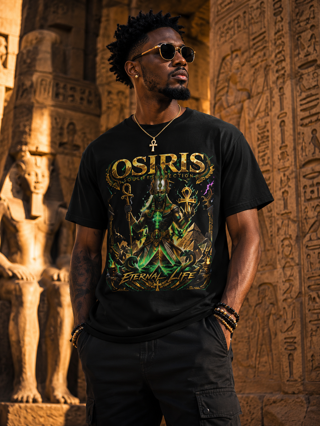 Osiris Cosmic Resurrection Tee — Eternal Life Egyptian God