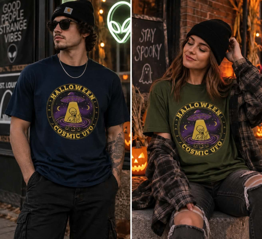 Halloween Cosmic UFO Tee – Alien Spooky Streetwear