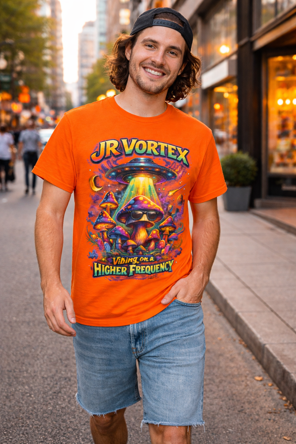 Psychedelic Mushroom Tee — "JR Vortex" Vibing on a Higher Frequency