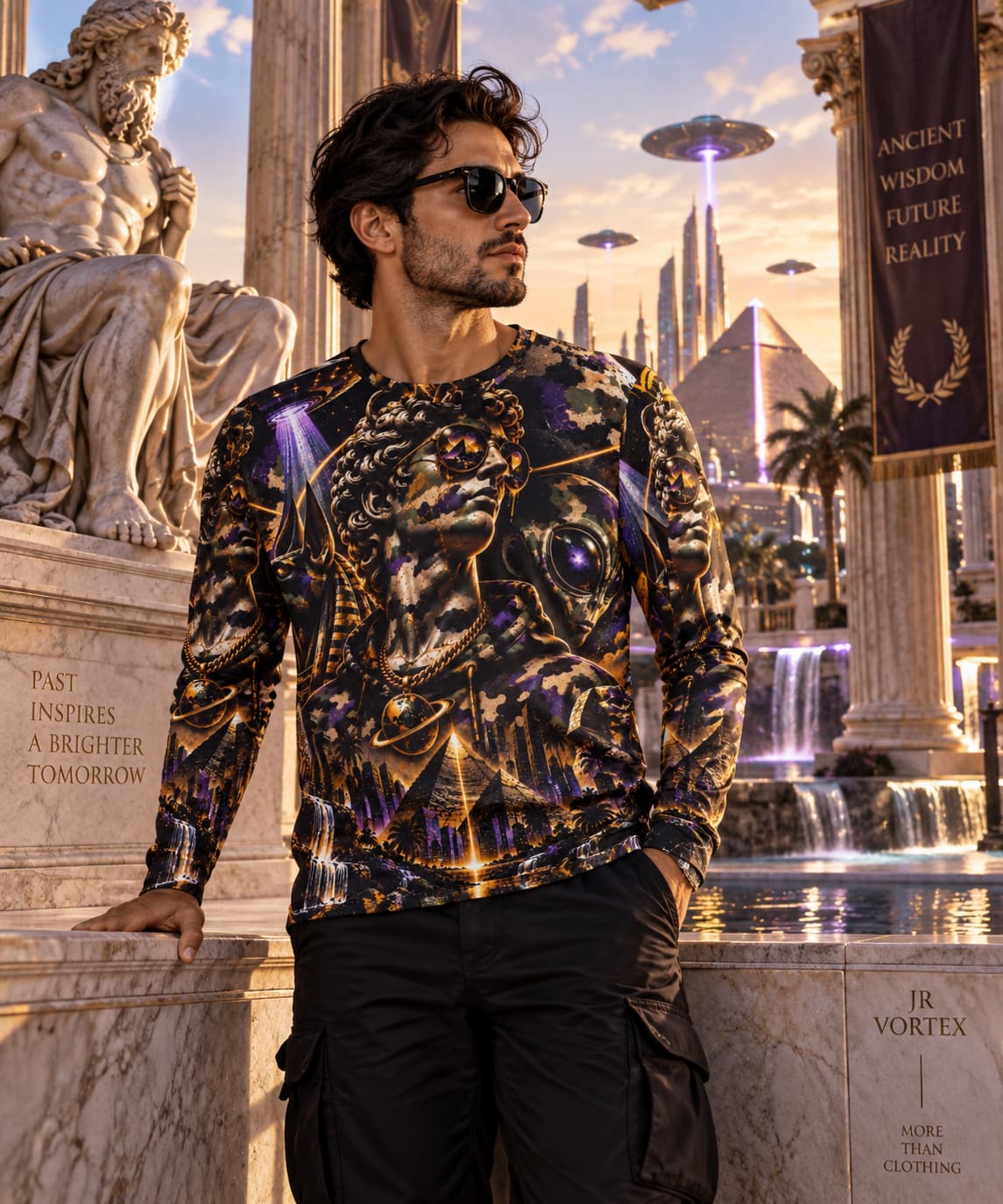 Ancient Future Cosmic Long Sleeve – Egyptian Alien AOP Shirt