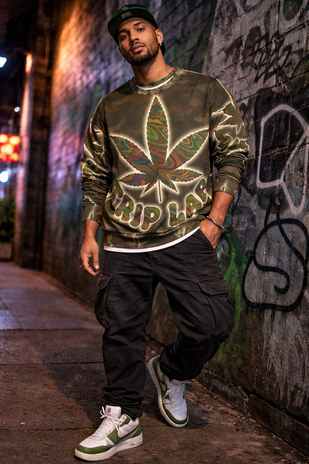 Trip Lab — Leaf Camo AOP Crewneck Sweatshirt