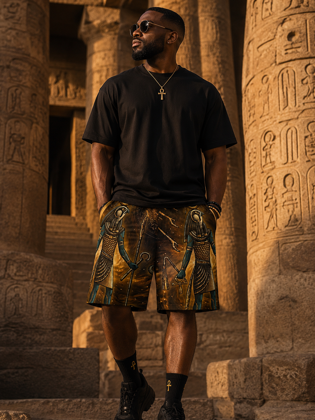 Thoth Frequency Basketball Shorts — AOP