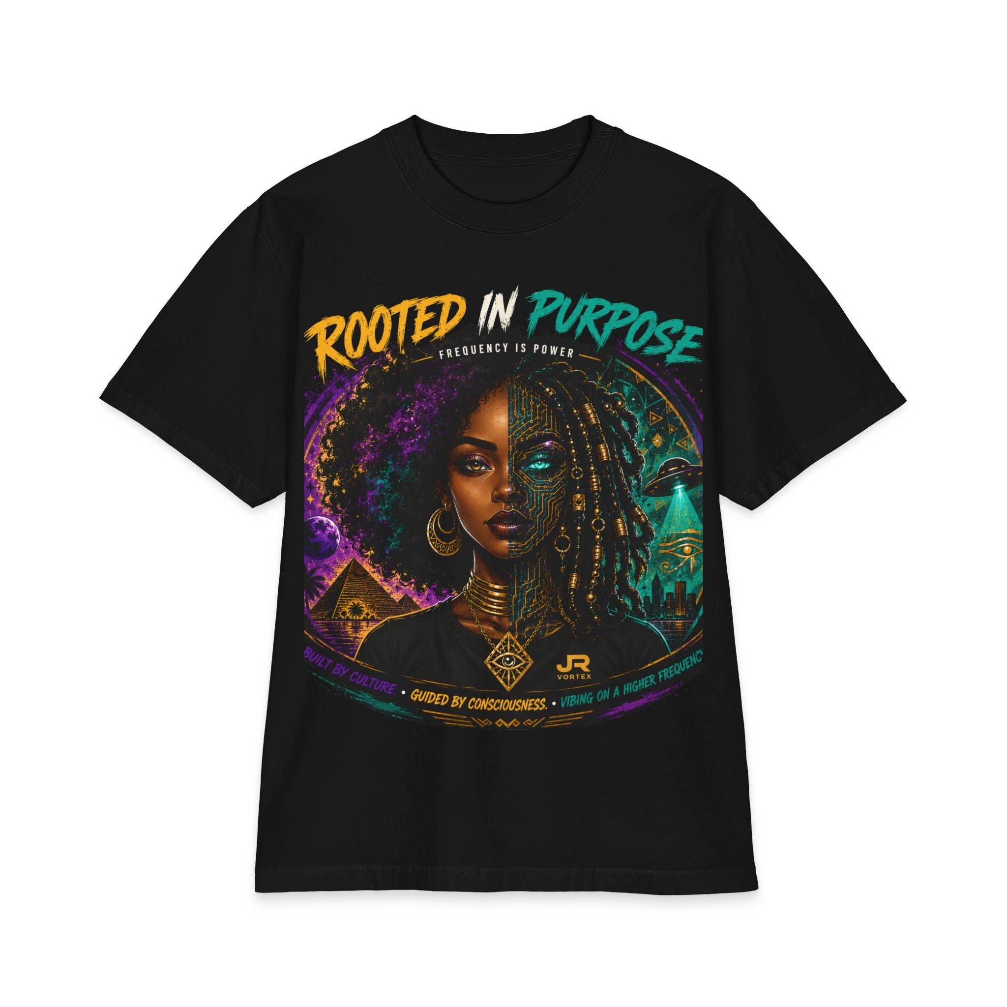 Rooted in Purpose Graphic T-Shirt — Afrocentric Portrait Tee