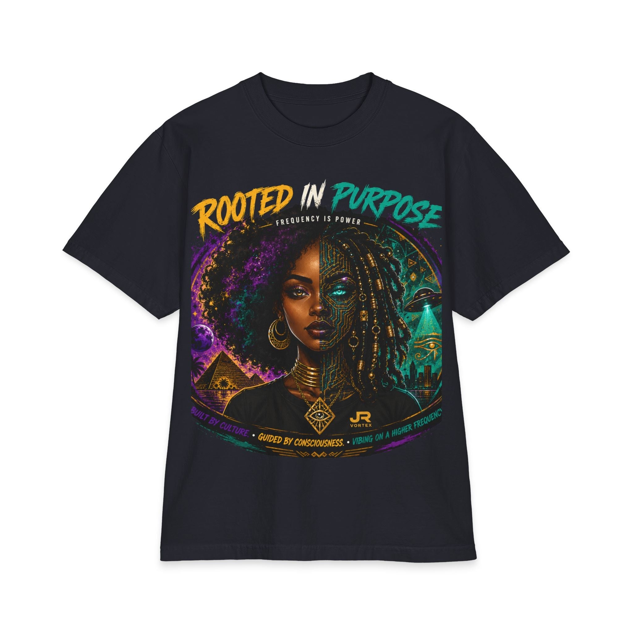 Rooted in Purpose Graphic T-Shirt — Afrocentric Portrait Tee