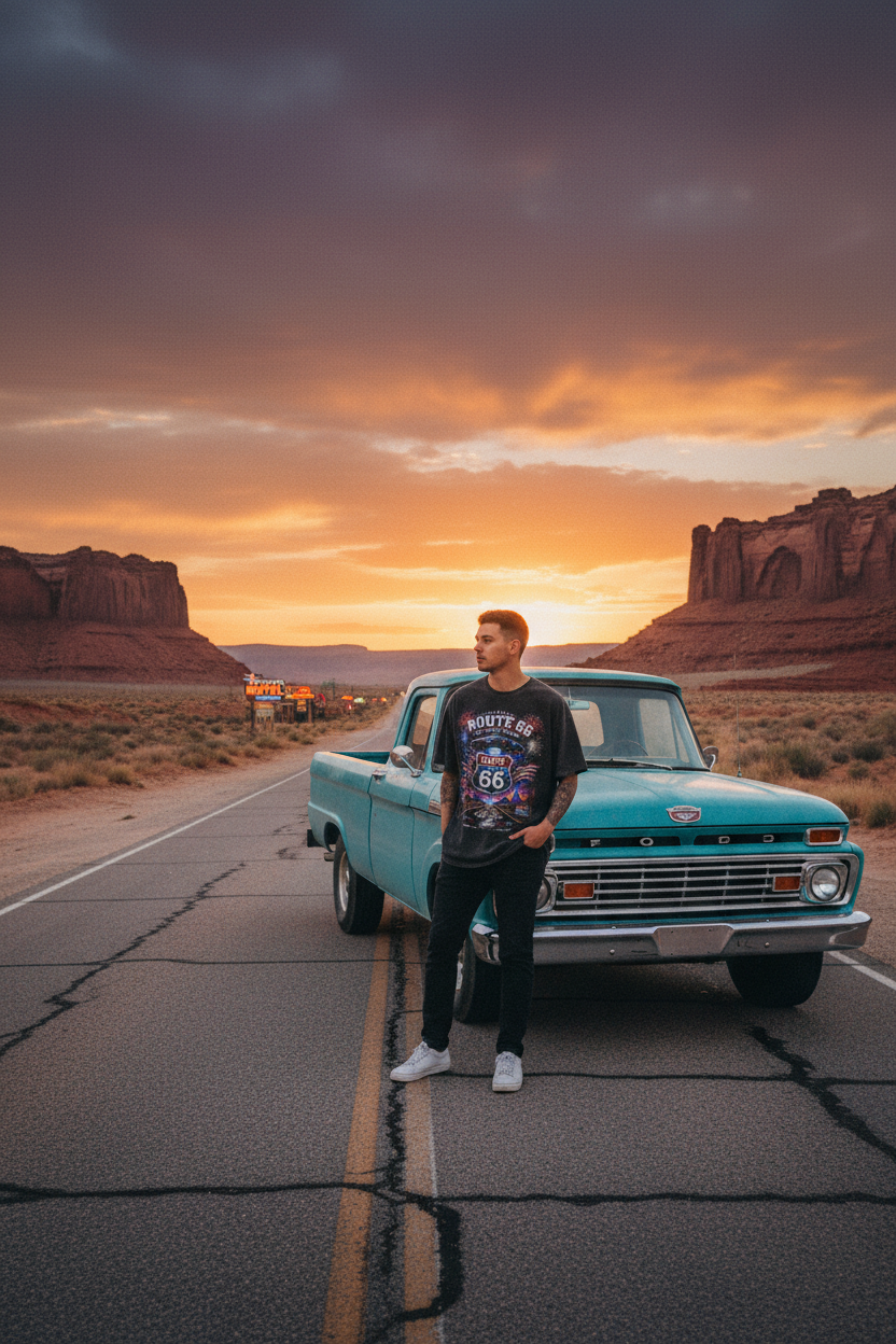 Route 66 Cosmic Highway Black — Desert Editorial