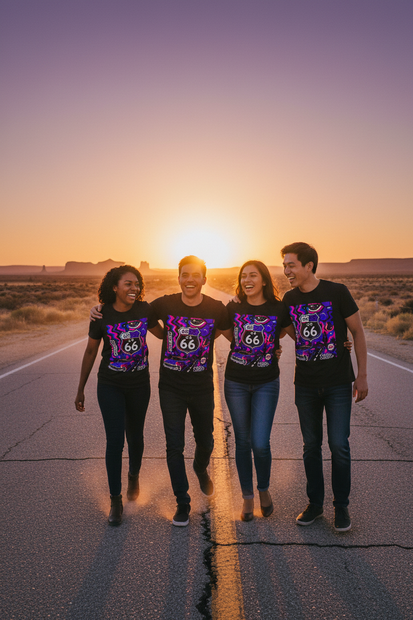 Route 66 Cosmic Highway — Group Dusk Shot