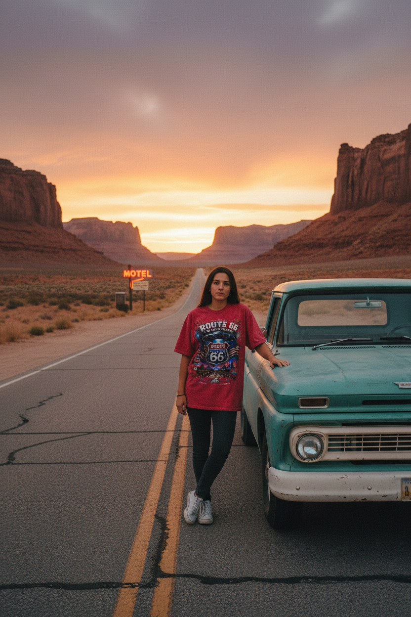 Route 66 Cosmic Highway Red — Desert Editorial