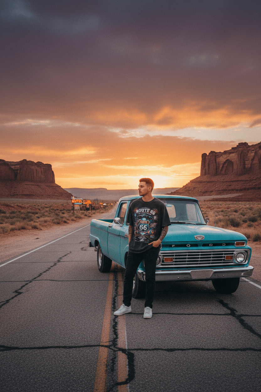 Route 66 Cosmic Highway Black — Desert Editorial