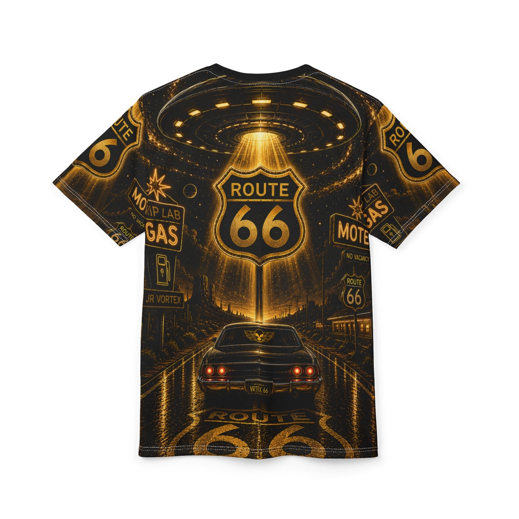 Route 66 Vintage Road Trip Tee — Retro Muscle Car & Neon Sign Graphic