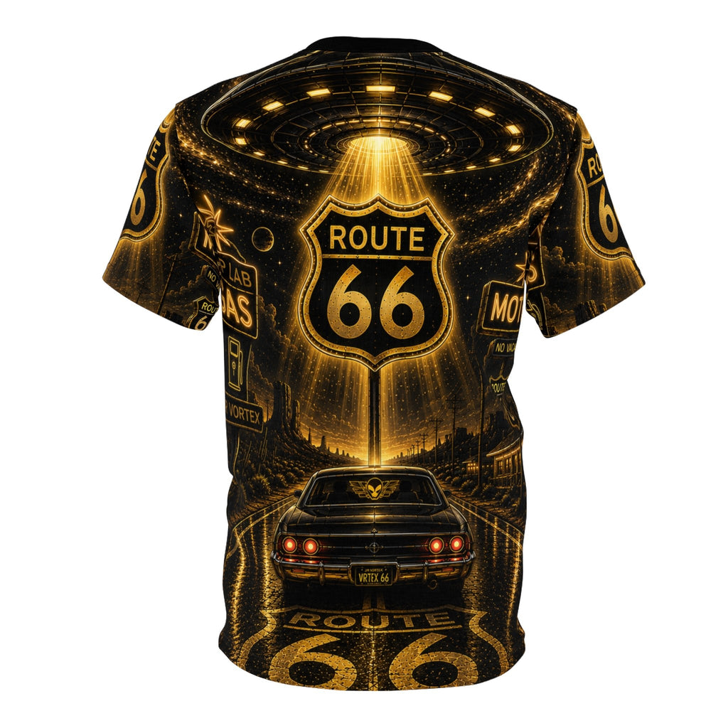 Route 66 Vintage Road Trip Tee — Retro Muscle Car & Neon Sign Graphic