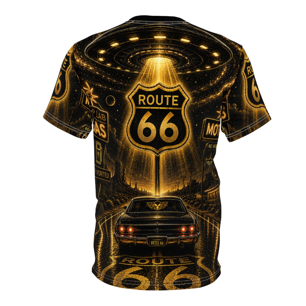 Route 66 Vintage Road Trip Tee — Retro Muscle Car & Neon Sign Graphic