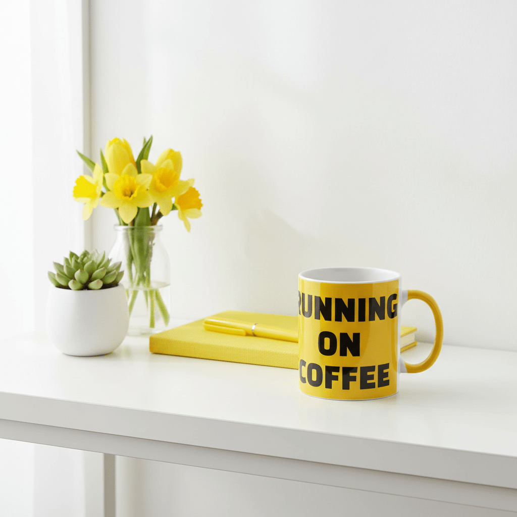 Running on Coffee Yellow Aesthetic