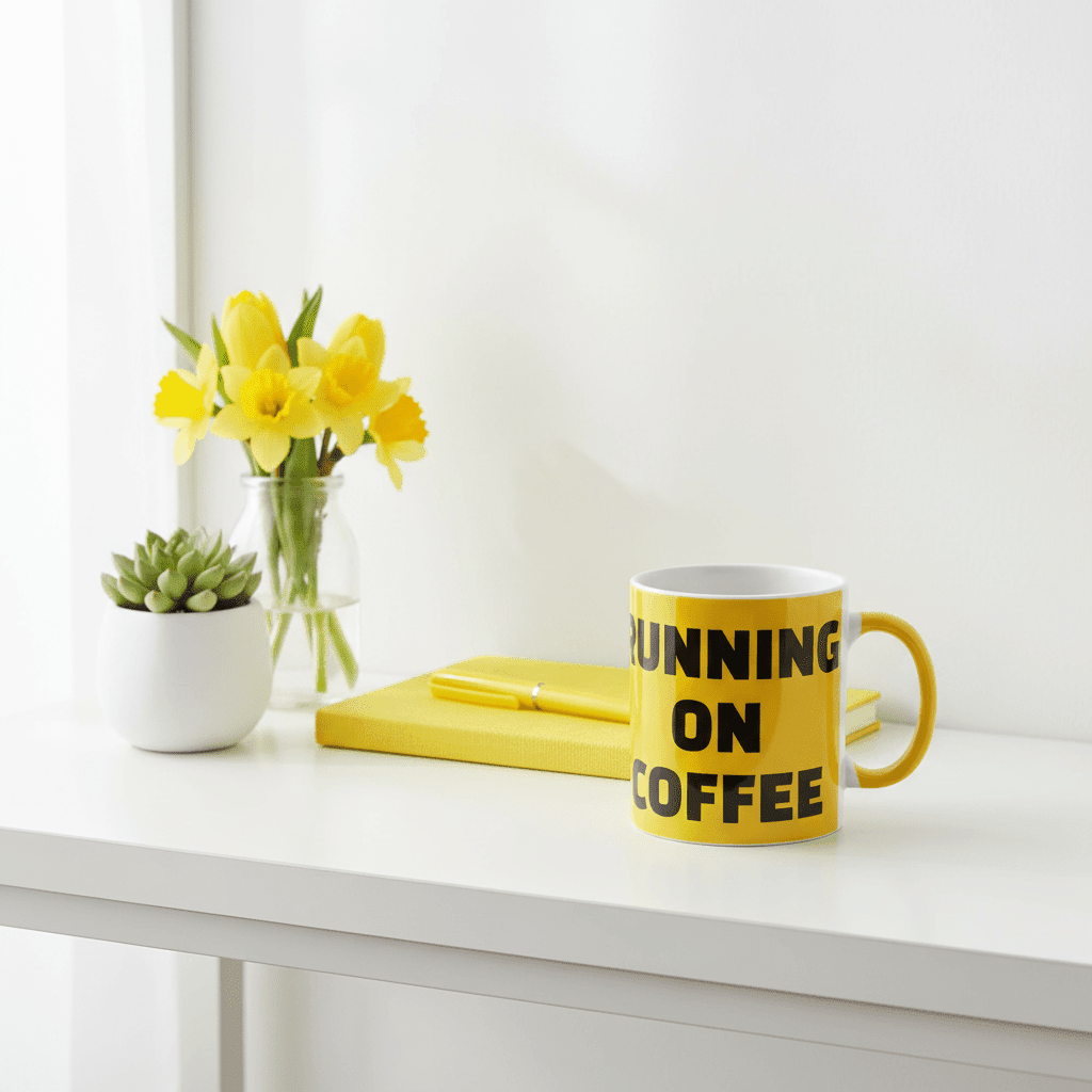Running on Coffee Yellow Aesthetic