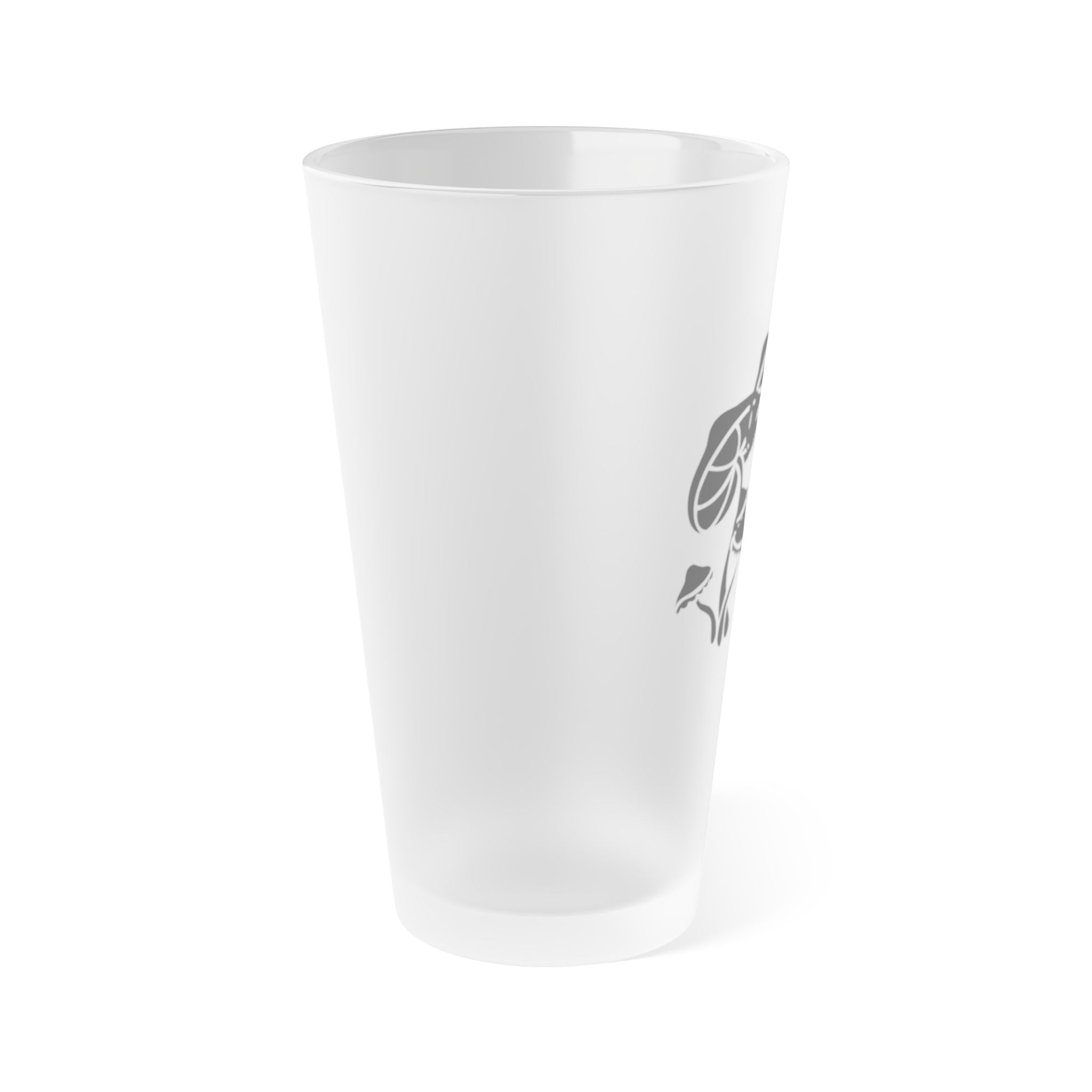Frosted Pint Glass with Mushroom Design - 16oz Craft Beer Lover's Gift Printify
