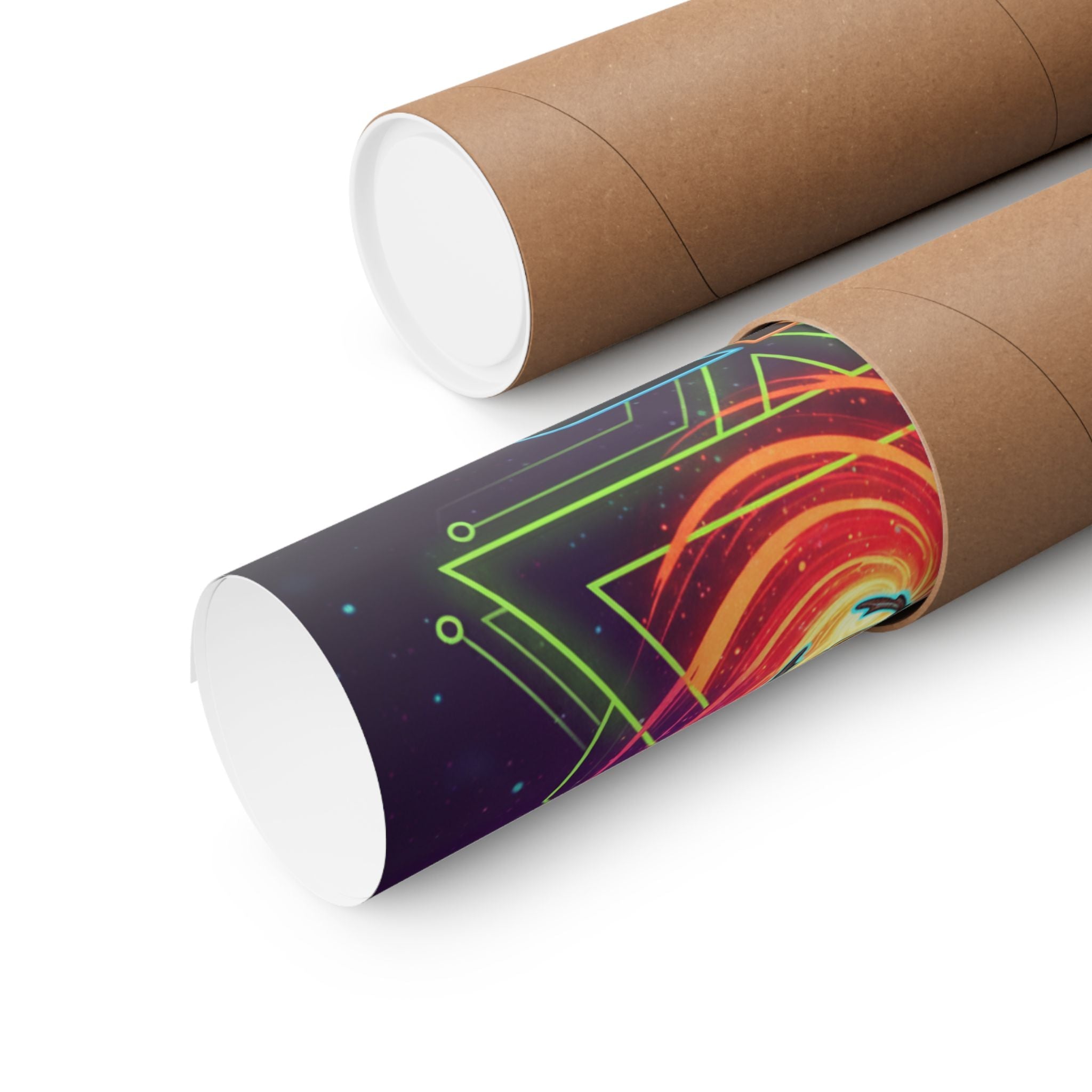 Scarab Nebula Matte Poster — Neon Retro Sci‑Fi Wall Art