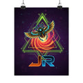 Scarab Nebula Matte Poster — Neon Retro Sci‑Fi Wall Art Printify