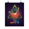 Scarab Nebula Matte Poster — Neon Retro Sci‑Fi Wall Art