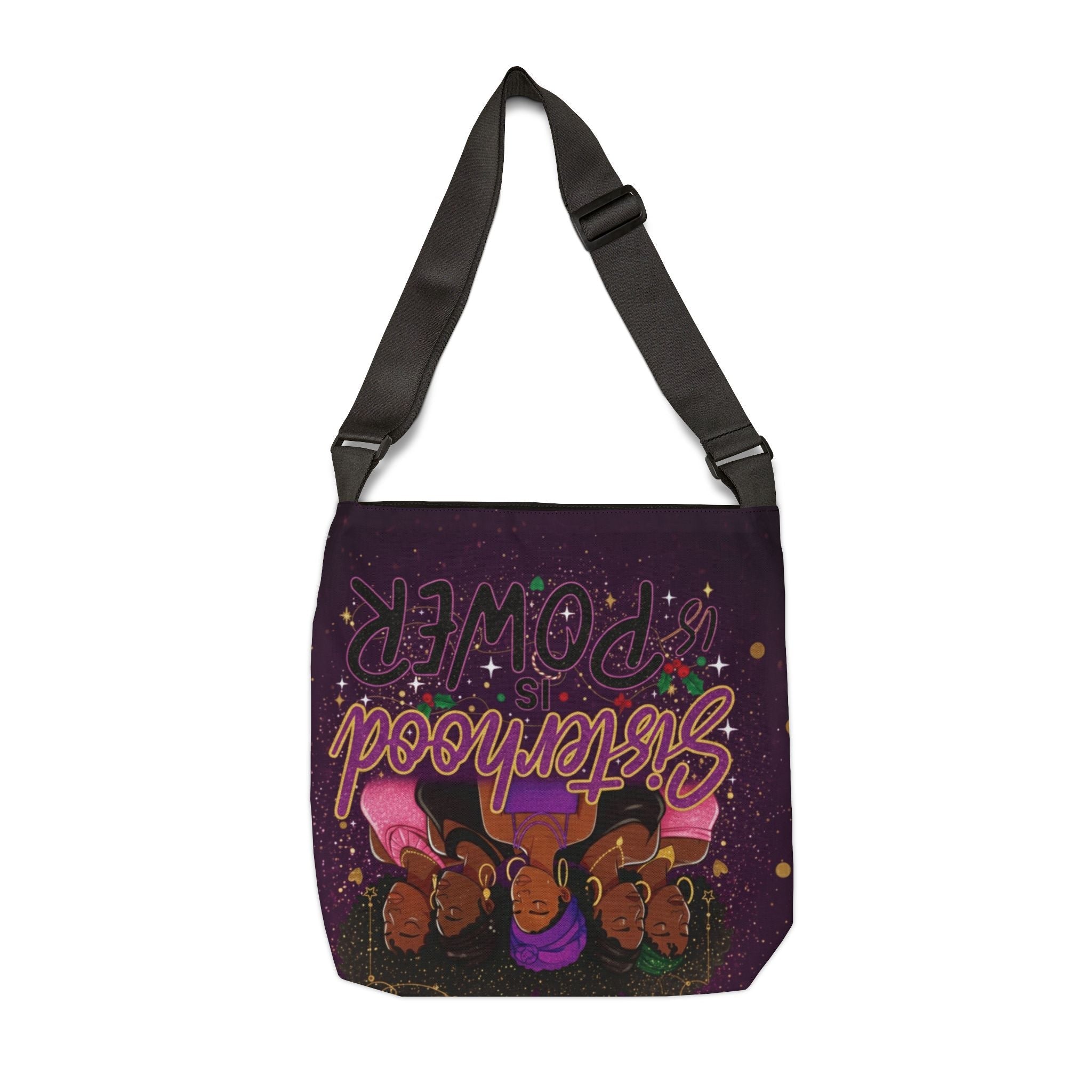 Sisterhood Power Adjustable Tote Bag — Afrocentric Empowerment Shoulder Bag