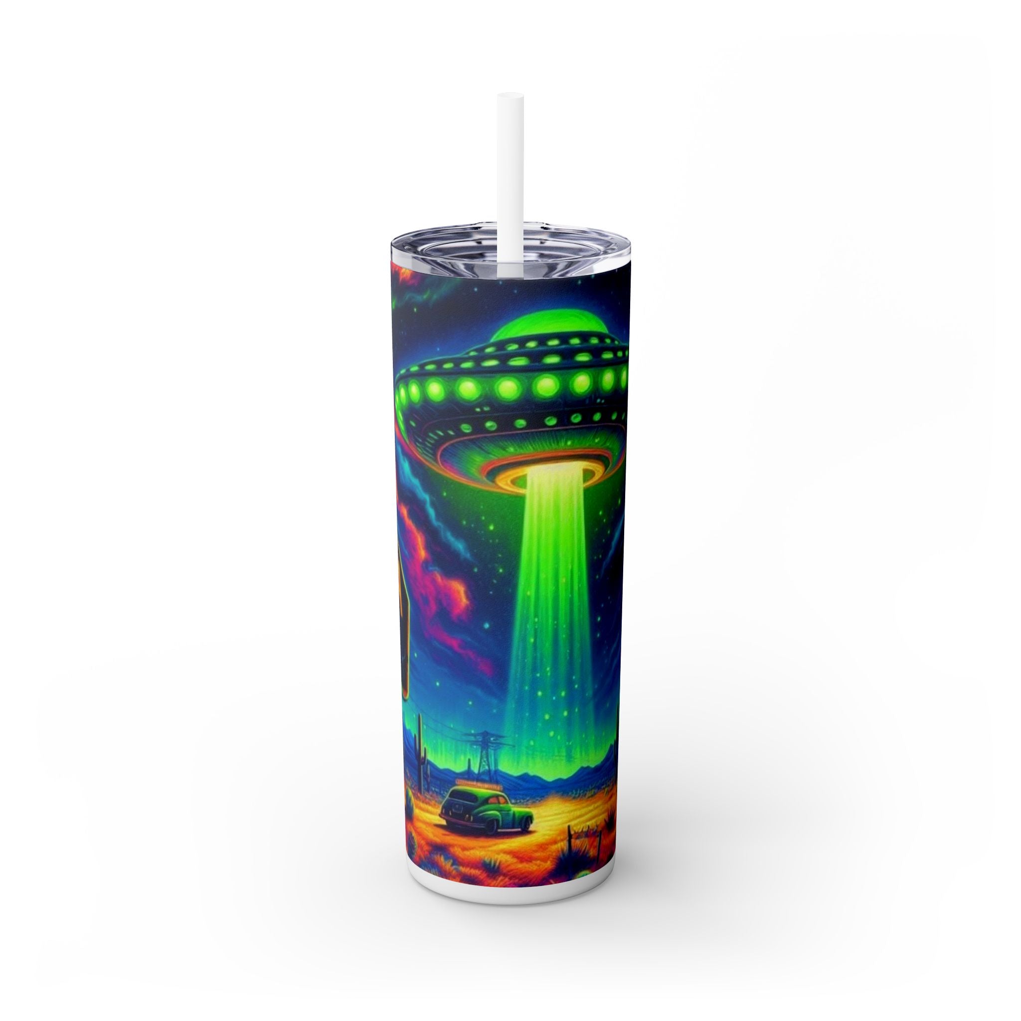 Area 51 UFO Beam Skinny Tumbler (20oz) – Cosmic Alien Drinkware | JR Vortex