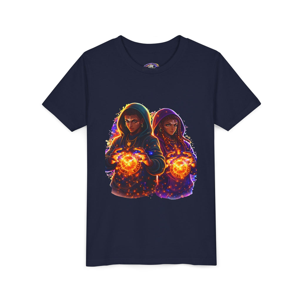 Youth Magic Duo Tee — Hooded Sorcerer Siblings Graphic Shirt Printify