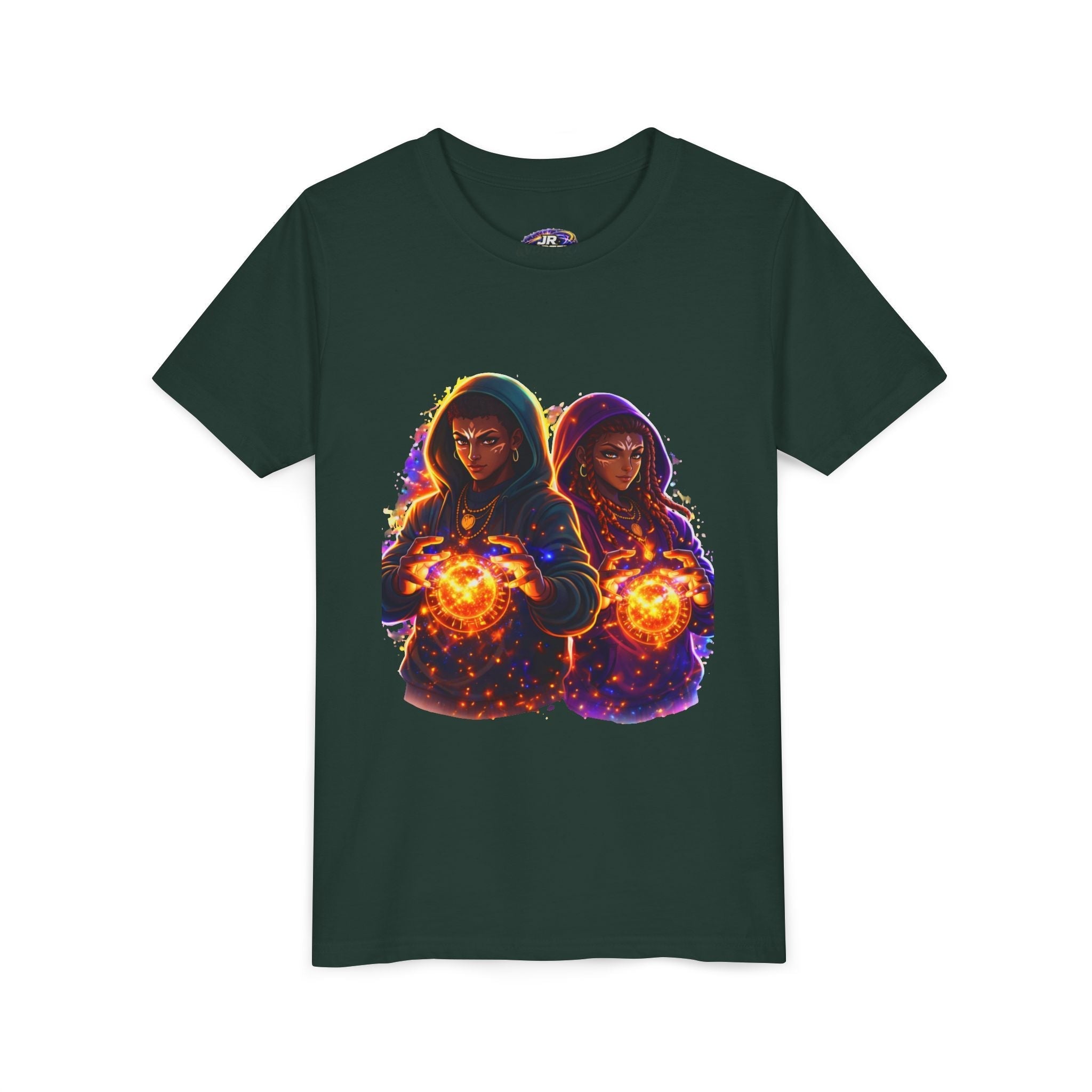 Youth Magic Duo Tee — Hooded Sorcerer Siblings Graphic Shirt Printify