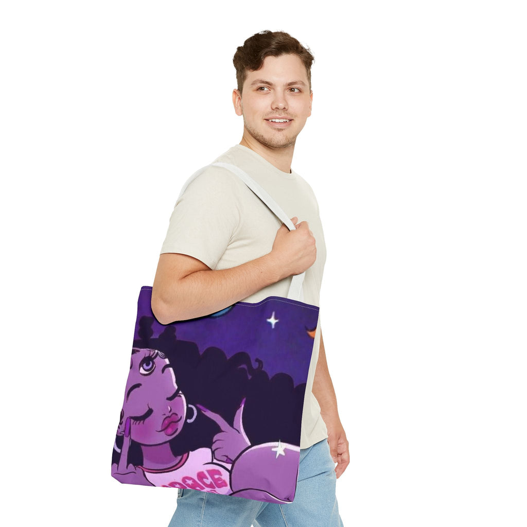 Space Brat Tote Bag — Retro Space Kid Graphic Tote