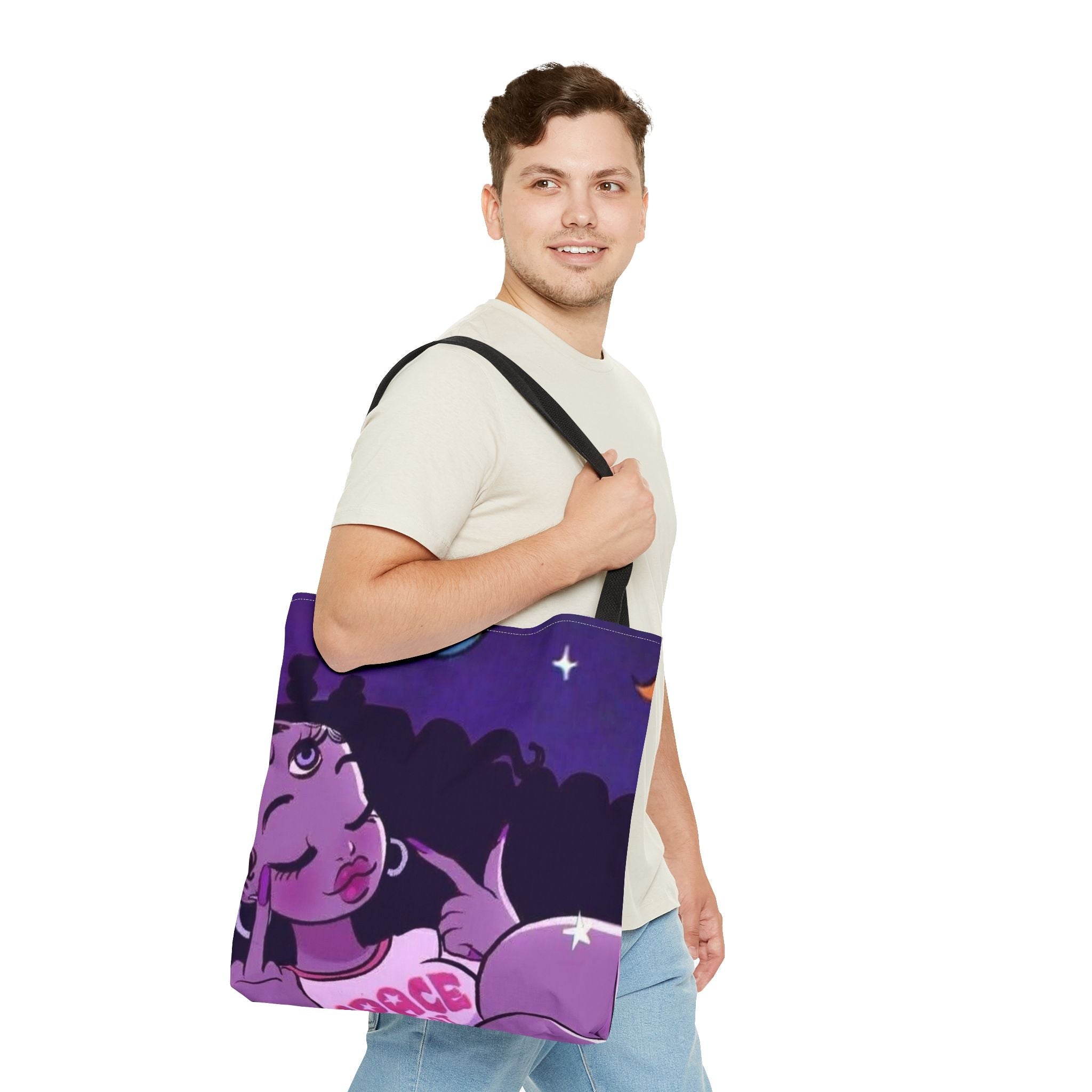 Space Brat Tote Bag — Retro Space Kid Graphic Tote