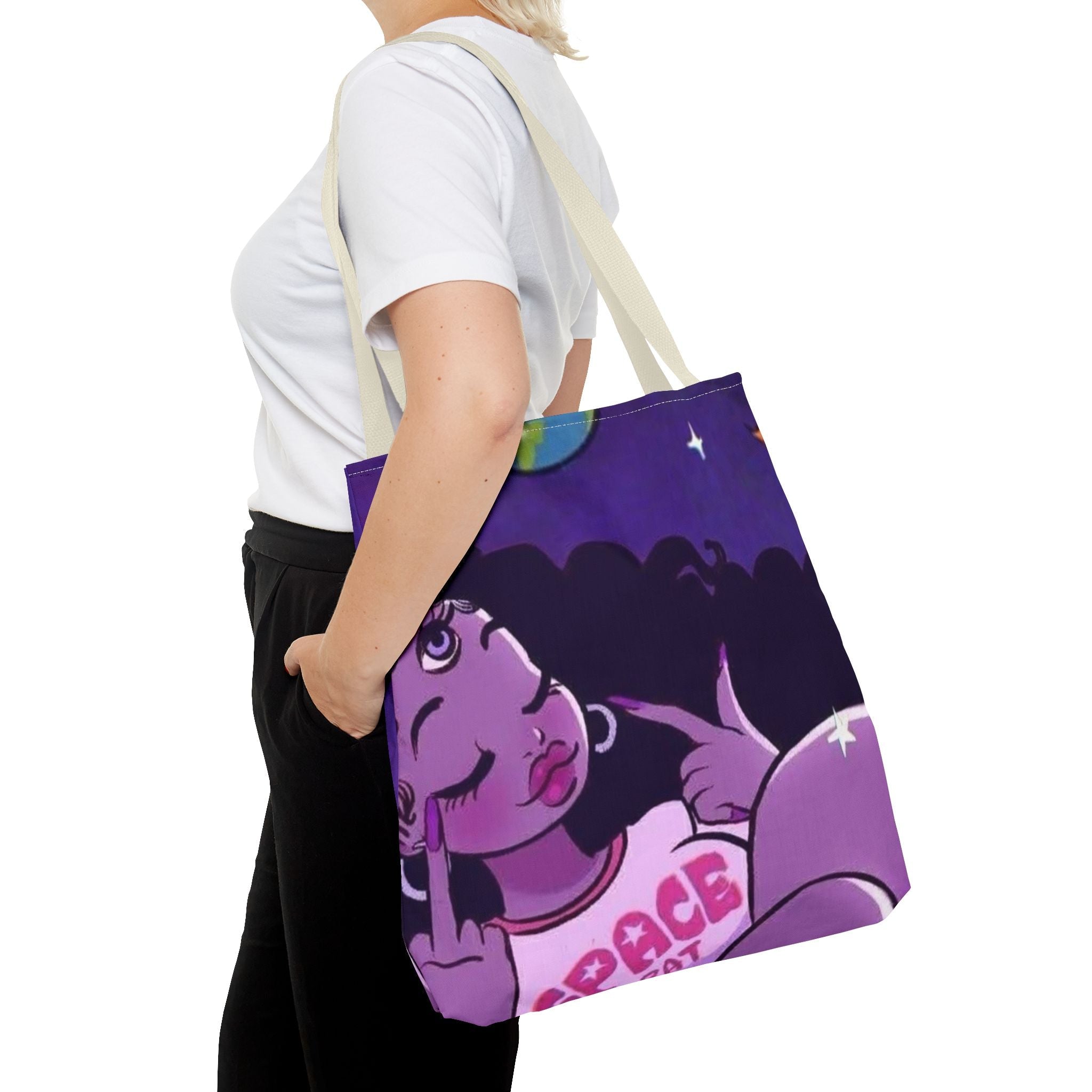 Space Brat Tote Bag — Retro Space Kid Graphic Tote
