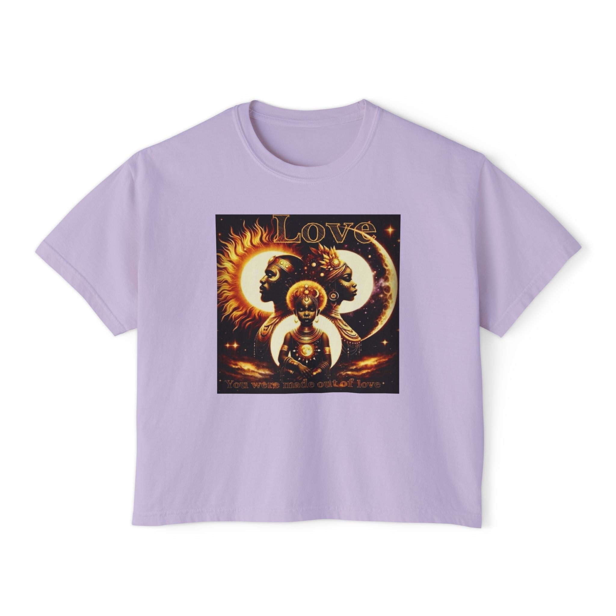 Spiritual Love Boxy Tee, Astrology T-Shirt, Celestial Graphic Top, Vintage Style Tee, Gift for Astrology Lovers