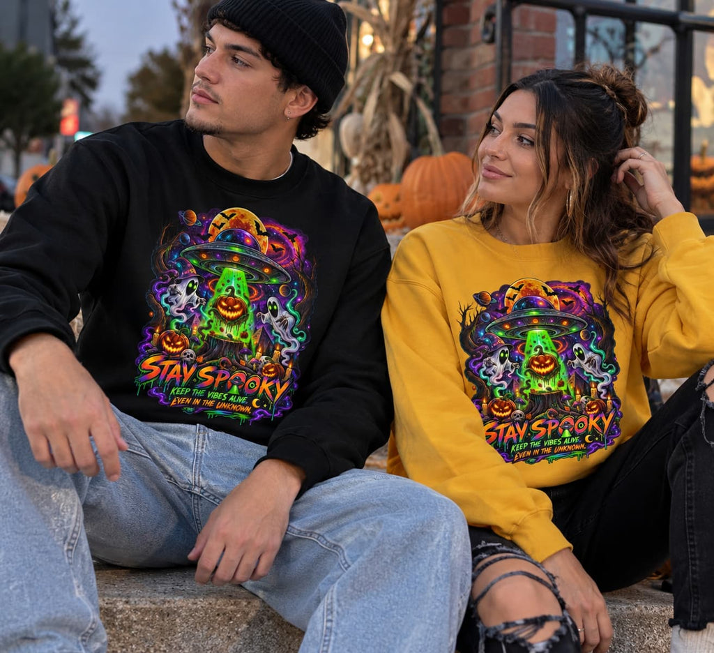 Stay Spooky Cosmic UFO Sweatshirt | Halloween Streetwear