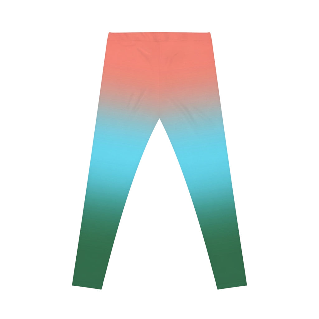 Sunset Gradient Leggings — Coral to Teal Ombre Women's Leggings Printify
