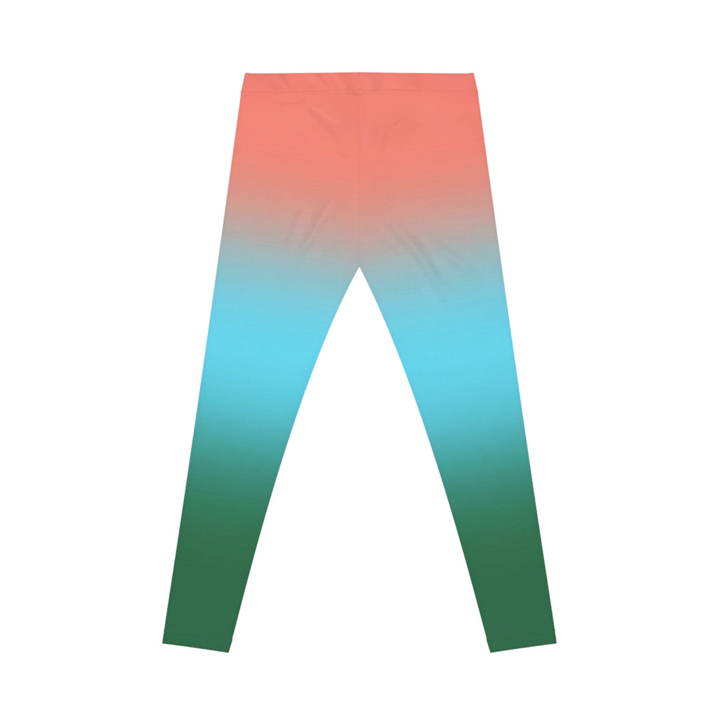 Sunset Gradient Leggings — Coral to Teal Ombre Women's Leggings Printify