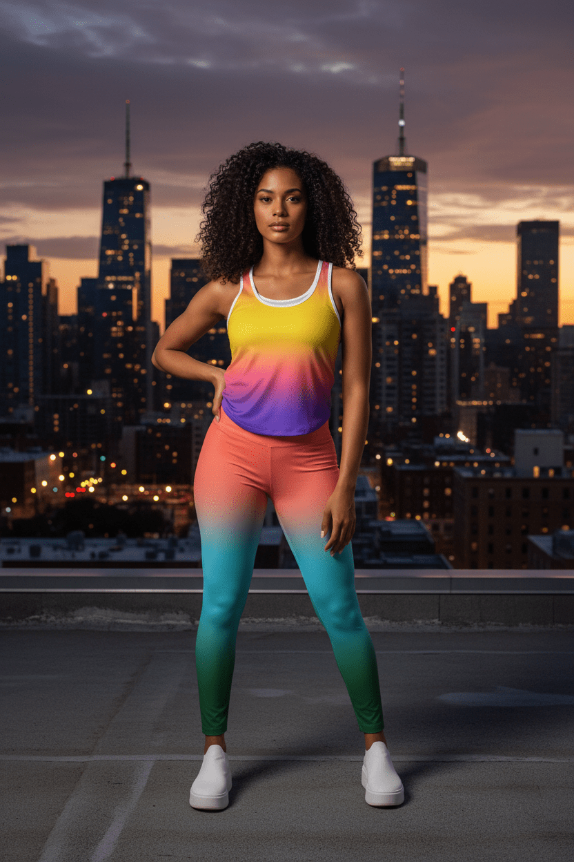 Sunset Gradient Leggings + Tank Top Set