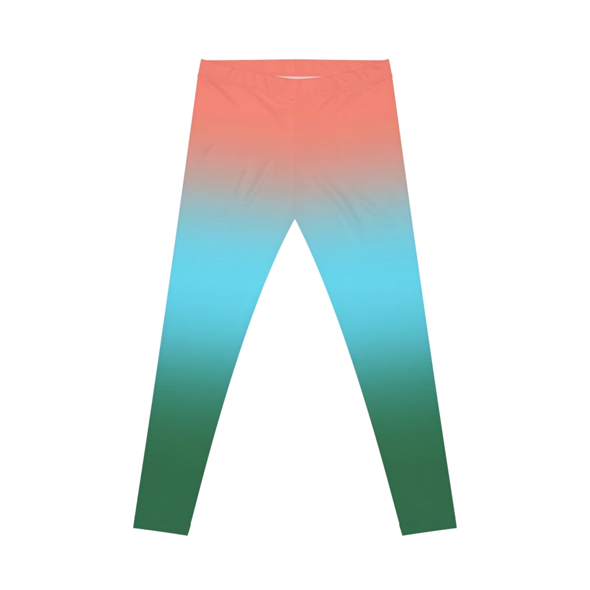 Sunset Gradient Leggings — Coral to Teal Ombre Women's Leggings Printify