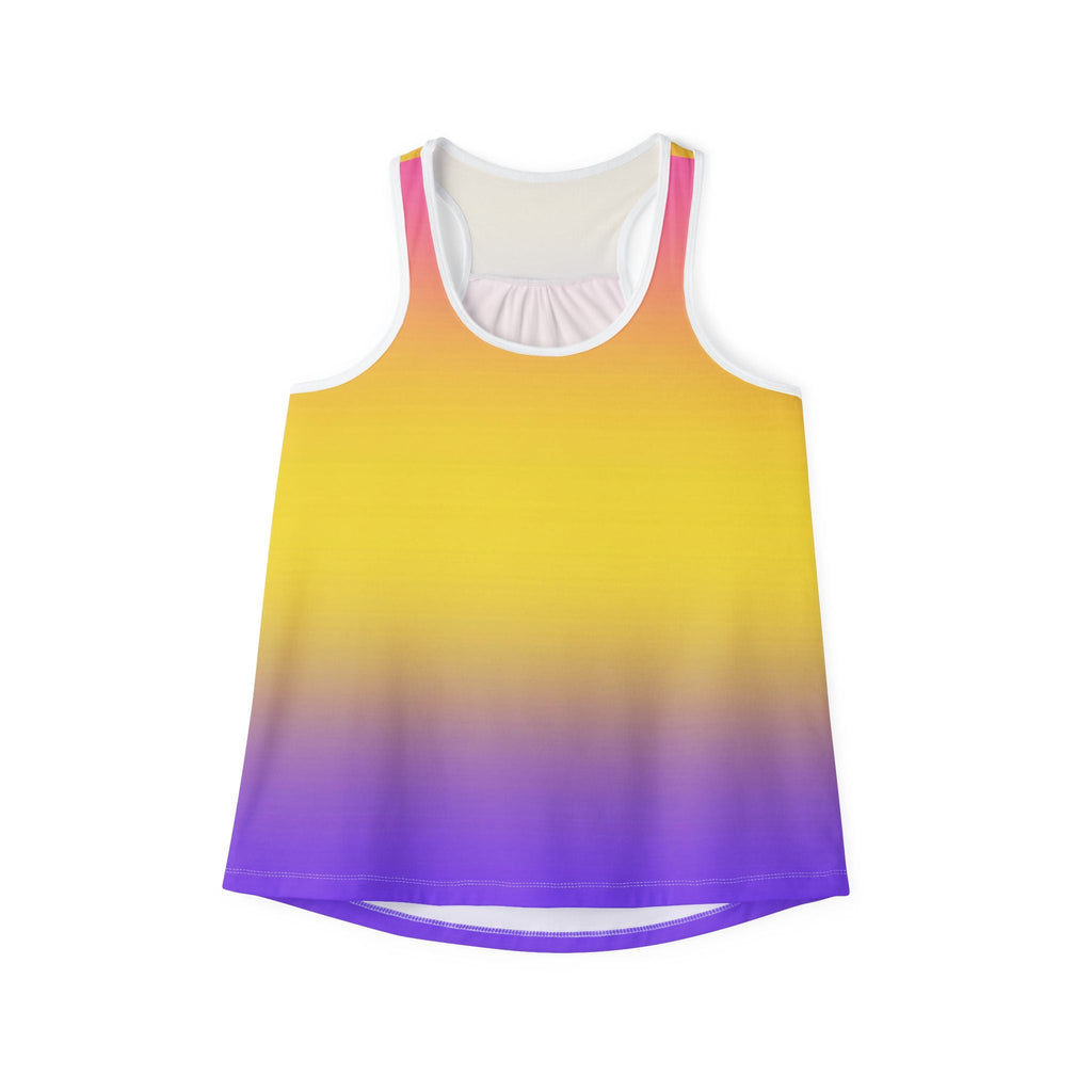 Sunset Gradient Women's Tank Top — Yellow to Purple Ombre All-Over Print Printify