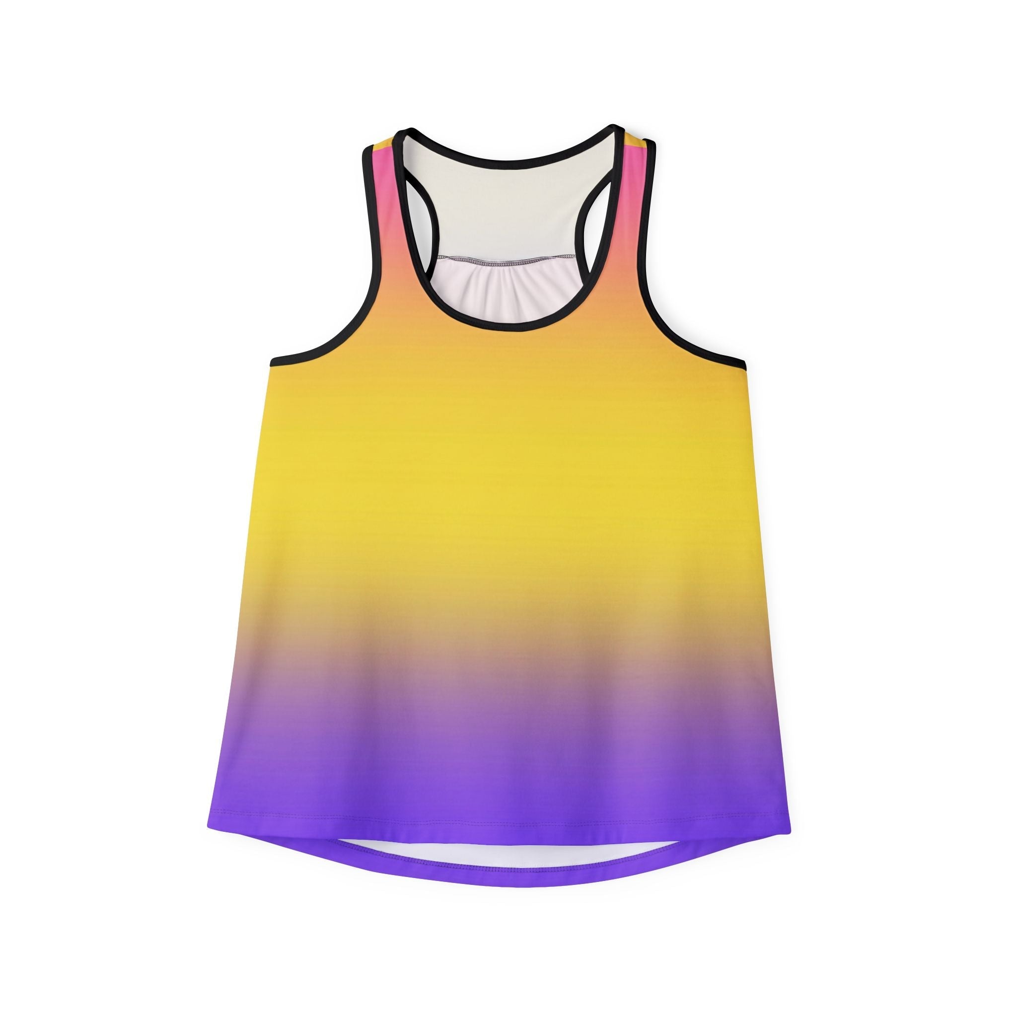 Sunset Gradient Women's Tank Top — Yellow to Purple Ombre All-Over Print Printify