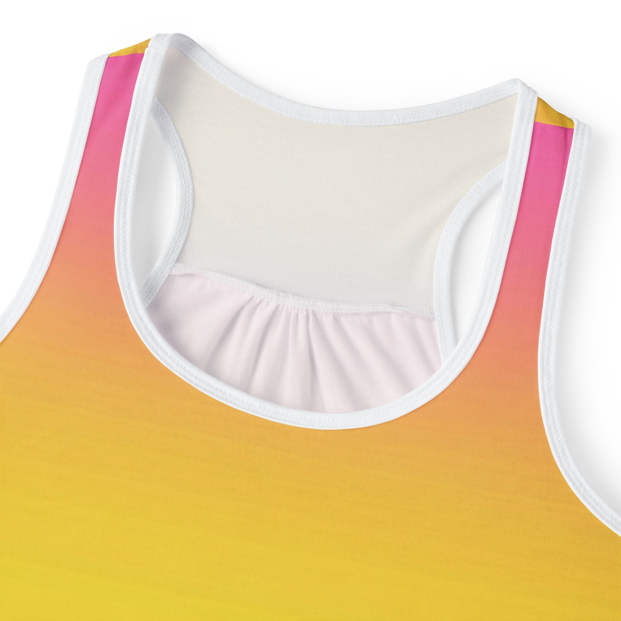 Sunset Gradient Women's Tank Top — Yellow to Purple Ombre All-Over Print Printify