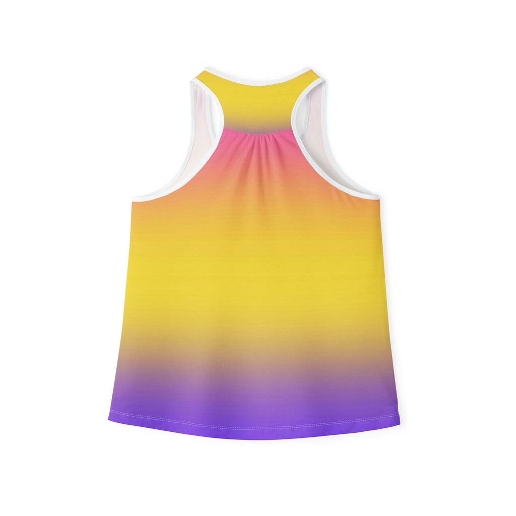 Sunset Gradient Women's Tank Top — Yellow to Purple Ombre All-Over Print Printify