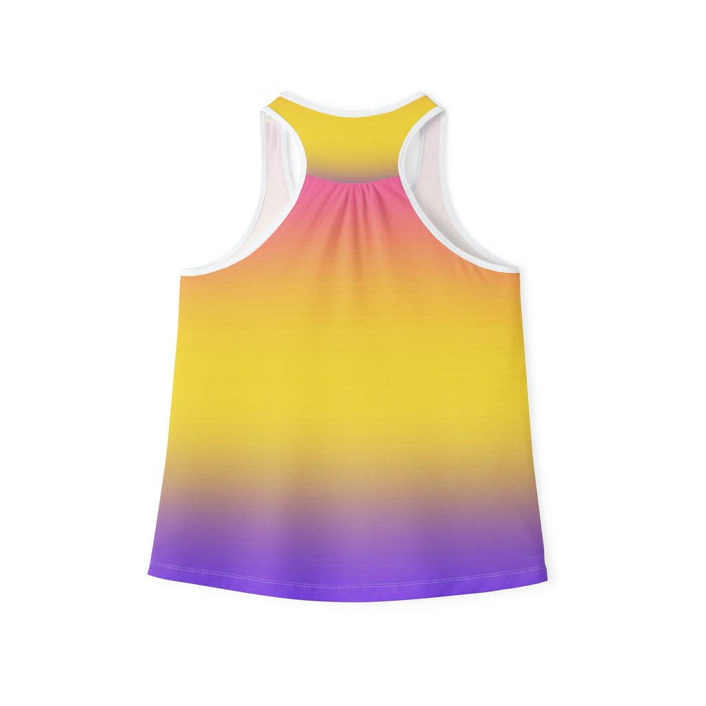 Sunset Gradient Women's Tank Top — Yellow to Purple Ombre All-Over Print Printify