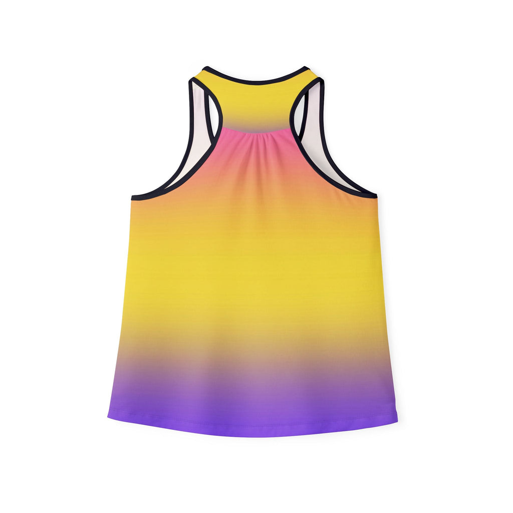 Sunset Gradient Women's Tank Top — Yellow to Purple Ombre All-Over Print Printify