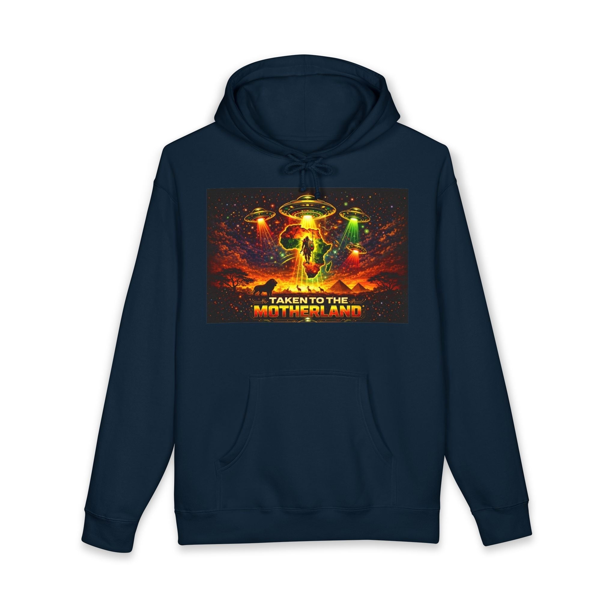Taken to the Motherland Hoodie — Afro-Cosmic Alien Abduction Streetwear Printify