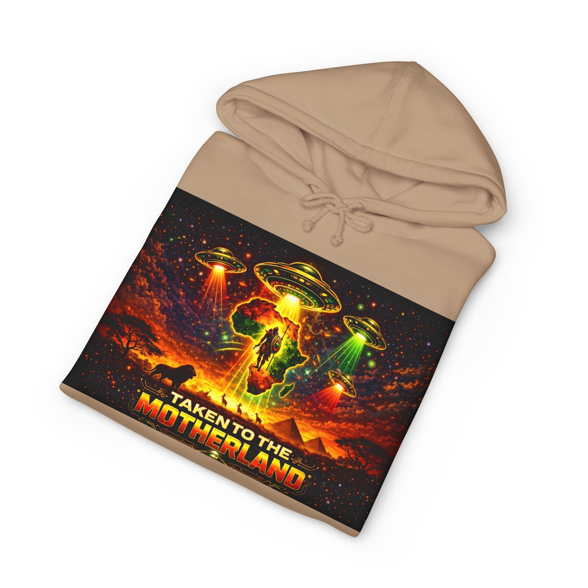 Taken to the Motherland Hoodie — Afro-Cosmic Alien Abduction Streetwear Printify