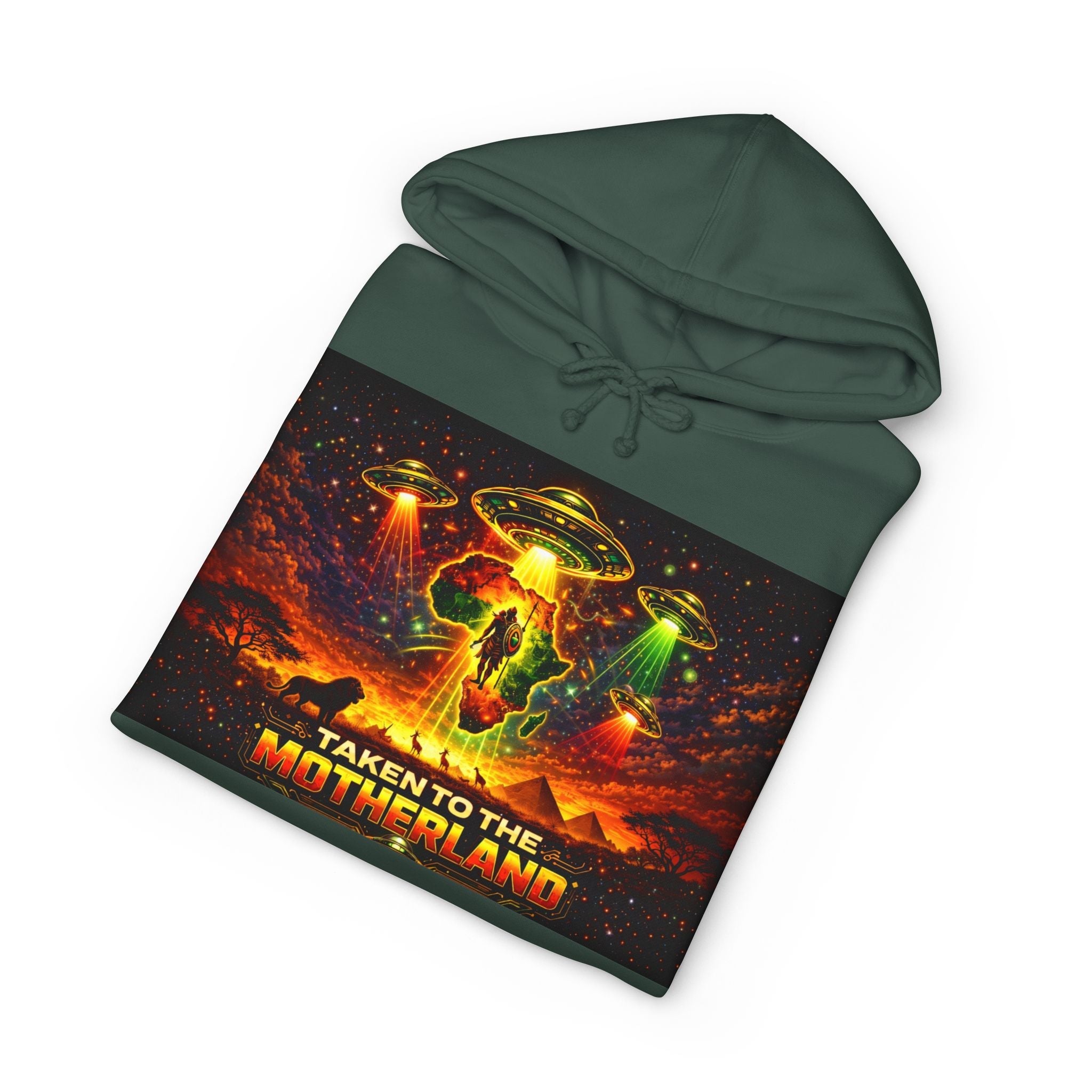 Taken to the Motherland Hoodie — Afro-Cosmic Alien Abduction Streetwear Printify