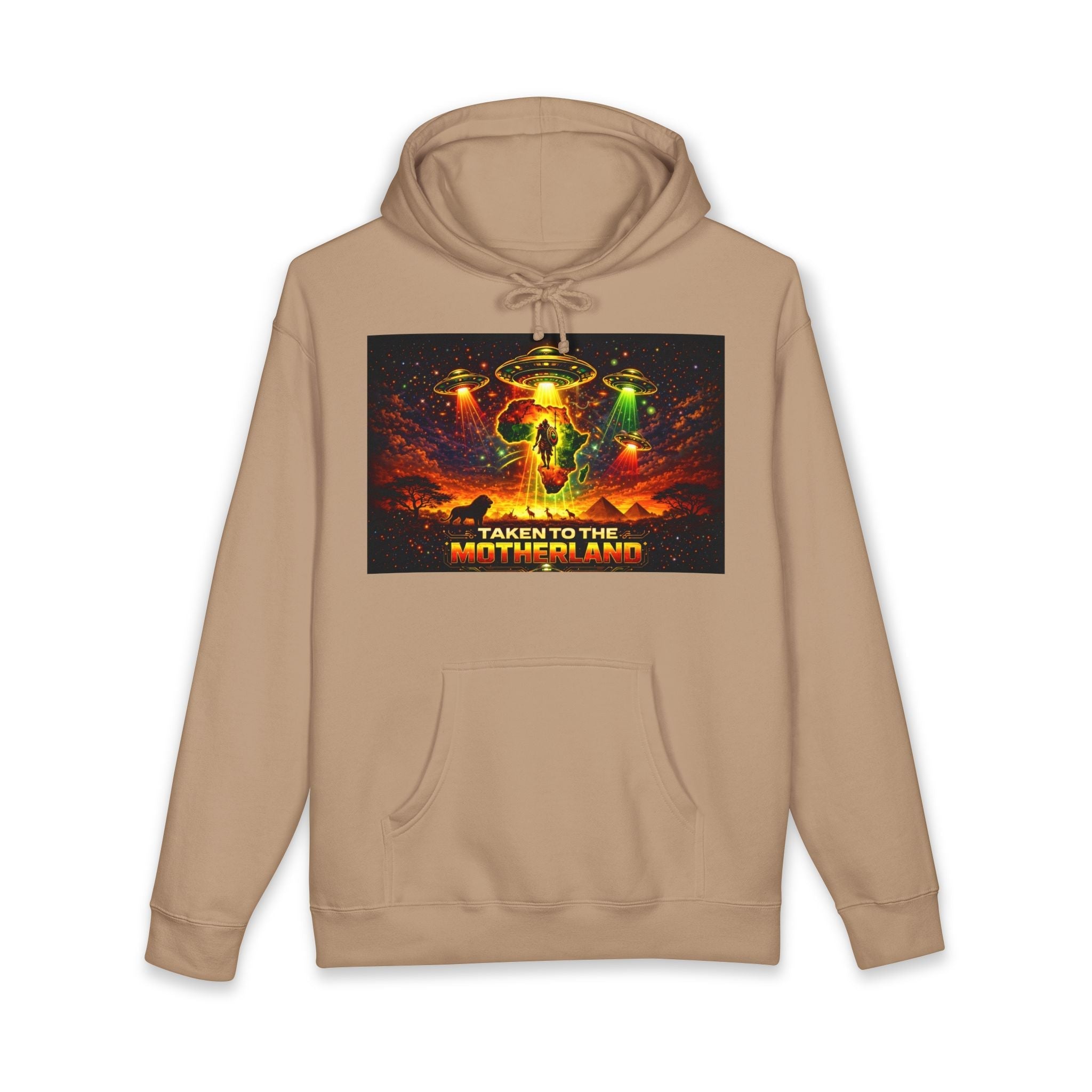 Taken to the Motherland Hoodie — Afro-Cosmic Alien Abduction Streetwear Printify