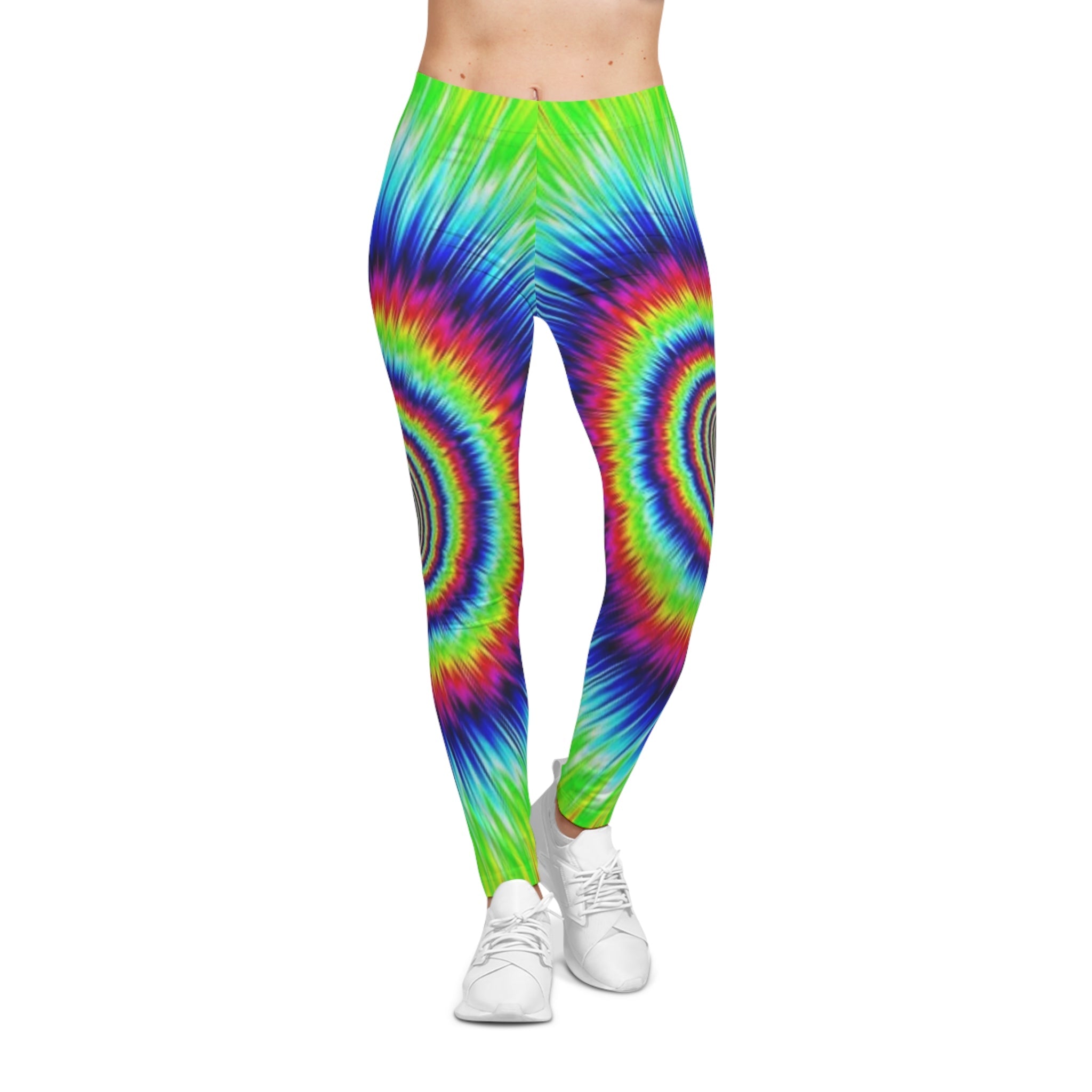Tie-Dye Mandala Leggings – Psychedelic Rainbow AOP Activewear