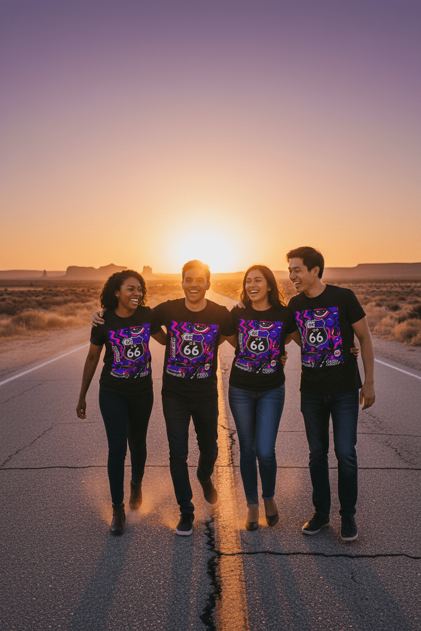 Route 66 Cosmic Highway — Group Dusk Shot