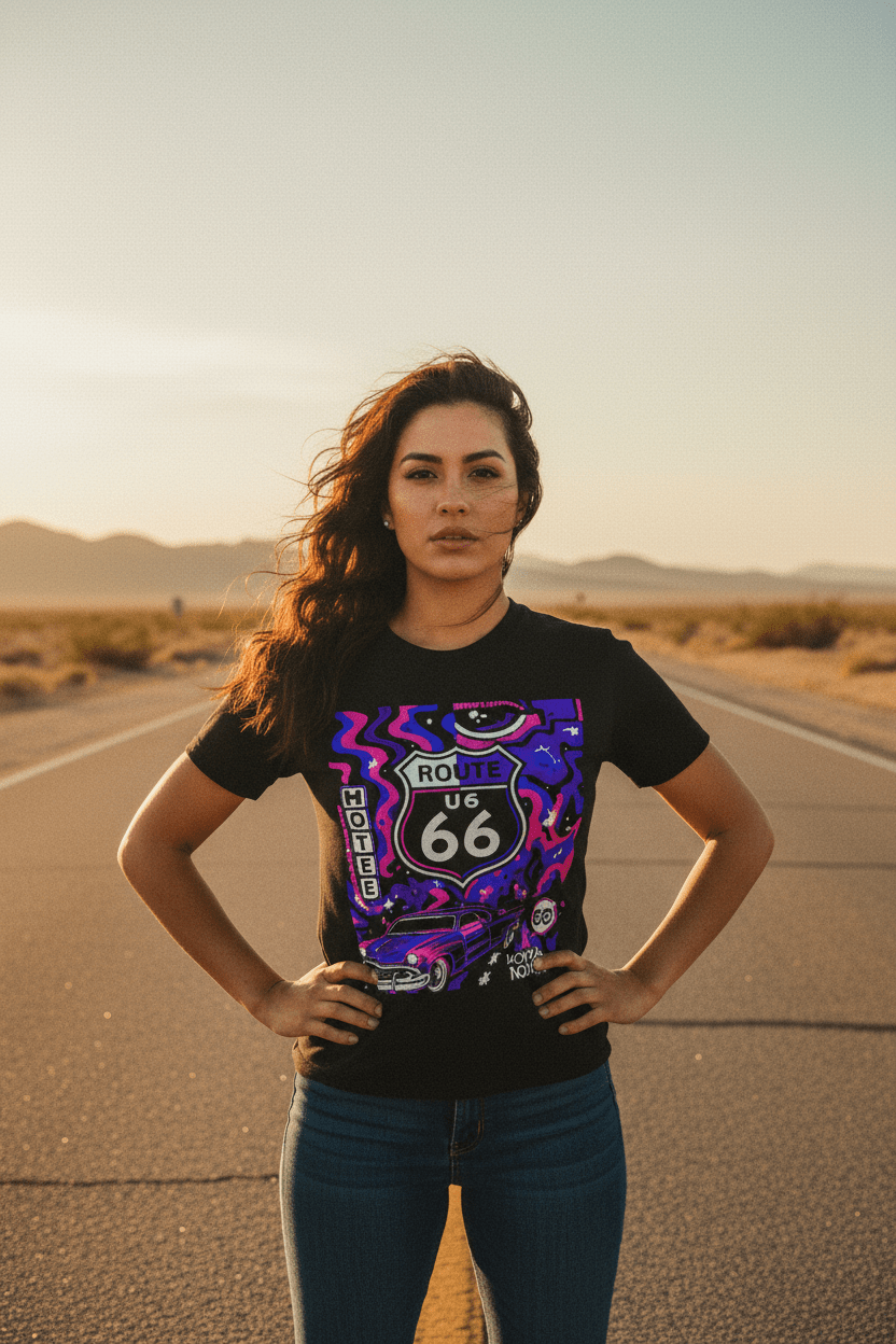 Route 66 Cosmic Highway — Desert Highway Golden Hour