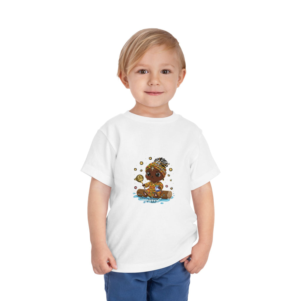 Toddler Tee – Cute Baby Pirate with Treasure Chest Graphic Printify